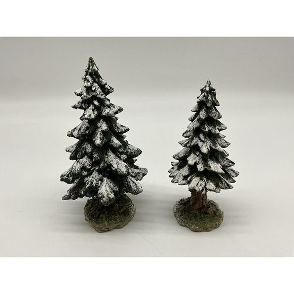 Dept 56 Village Vintage Snowy Scotch Pines Set of 2 Christmas Decor - Picture 10 of 14